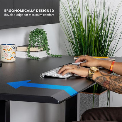 Mount-It! 60" Dual Motor Electric Standing Desk – Adjustable Height Sit Stand Desk with Memory Settings, Cable Management, Black Frame & Black Top