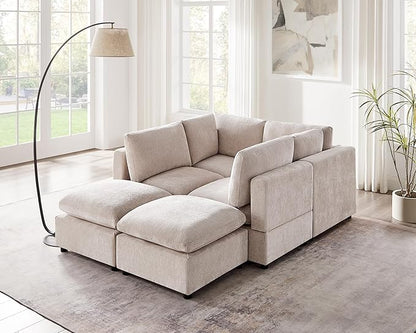 VANOMi Modular Sectional Sofa, Convertible Sofa Couch Modular Sofa with Ottoman, Sectional Sofas for Living Room Small Apartments