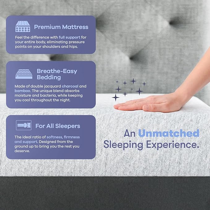 Celestial Sleep Gel Memory Foam Mattress in a Box, Made in The USA, CertiPUR-US® Certified Foam, Oeko-Tex, and Fiberglass-Free Certified Bed, 8 inch Firm - King