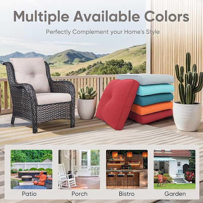 9-Piece Outdoor Patio Cushion Set - Fade & Water Resistant with Removable Olefin Cover, 22x24x4 Inch Memory Foam Cushions for Wicker Sectional Sofa – Beige/Buckle