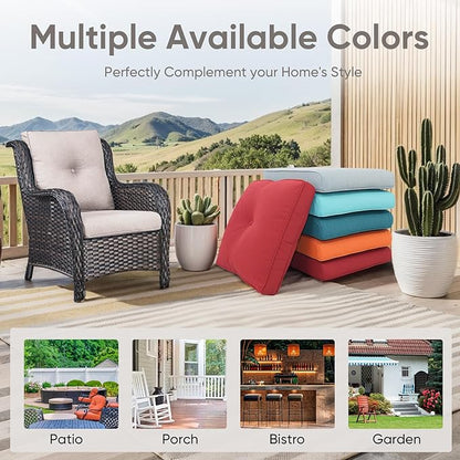 8-Piece Outdoor Patio Cushion Set - Fade & Water Resistant with Removable Olefin Cover, 22x24x4 Inch Memory Foam Cushions for Wicker Sectional Sofa – Beige/Buckle