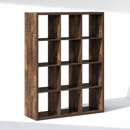 Furinno Cubic Closet Organizers and Storage, 12-Cube Closet Organizer, Open Shelf Closet Storage, Extra Thick Frame for Wardrobe, Bedroom, Living Room, Amber Pine