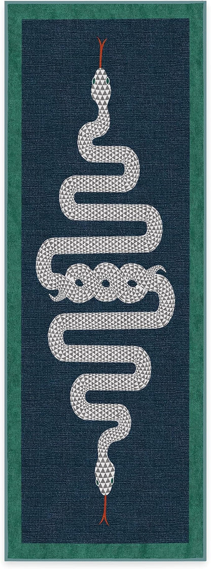 RUGGABLE x Jonathan Adler Machine Washable Modern Runner Rug – Venom Sapphire 2.5x7, Stain-Resistant, Non-Slip – Washable Rug for Hallway, Entryway, Living Room & Kitchen–with Cushioned Pad