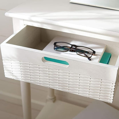 SAFAVIEH Home Collection Landers Distressed 3-Drawer Console Table CNS5711A, Distrssed White
