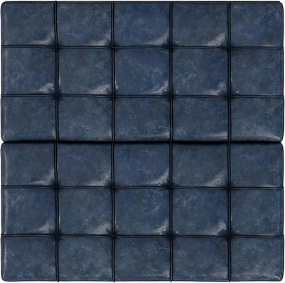 SIMPLIHOME Harrison 30 inch Wide Transitional Square Small Coffee Table Storage Ottoman in Denim Blue Vegan Faux Leather, Assembled, for The Living Room and Bedroom