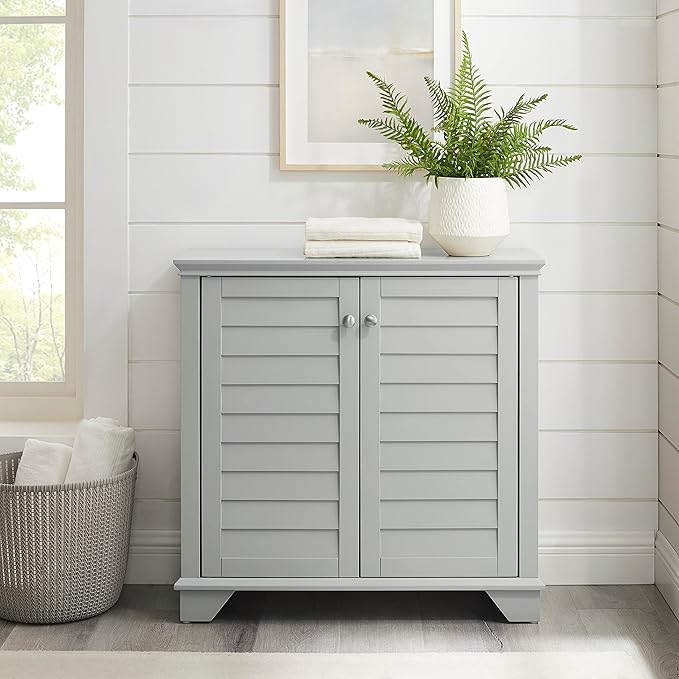 Crosley Furniture Lydia Accent Storage Cabinet, Bar, Buffet for Kitchen, Living Room, or Entryway, Gray