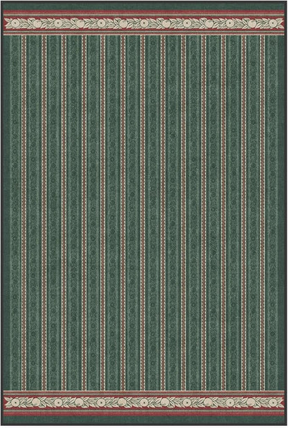 RUGGABLE x Morris & Co Machine Washable Christmas Area Rug– Fruit Stripe Spruce Green 4x6, Stain-Resistant, Non-Slip–Medium Rugs for Living Room, Bedroom, Hallway, Entryway & Office–with Standard Pad