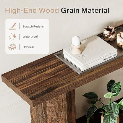 Tribesigns 71-Inch Long Console Table for Entryway, Wooden Sofa Table Behind Couch, for Living Room, Hallway, Foyer, Dark Brown