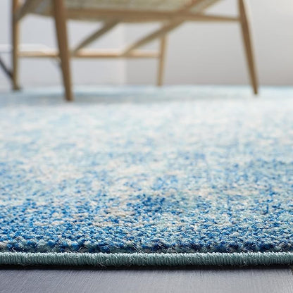 SAFAVIEH Area Rug 8x10 - Evoke Collection - Large - Blue & Ivory, Distressed Design, Non-Shedding & Easy Cleaning, Ideal for Living Room, Bedroom, Dining Space (EVK256C)