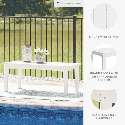 Signature Design by Ashley Hyland Wave Modern Weather Resistant HDPE Outdoor Coffee Table, White