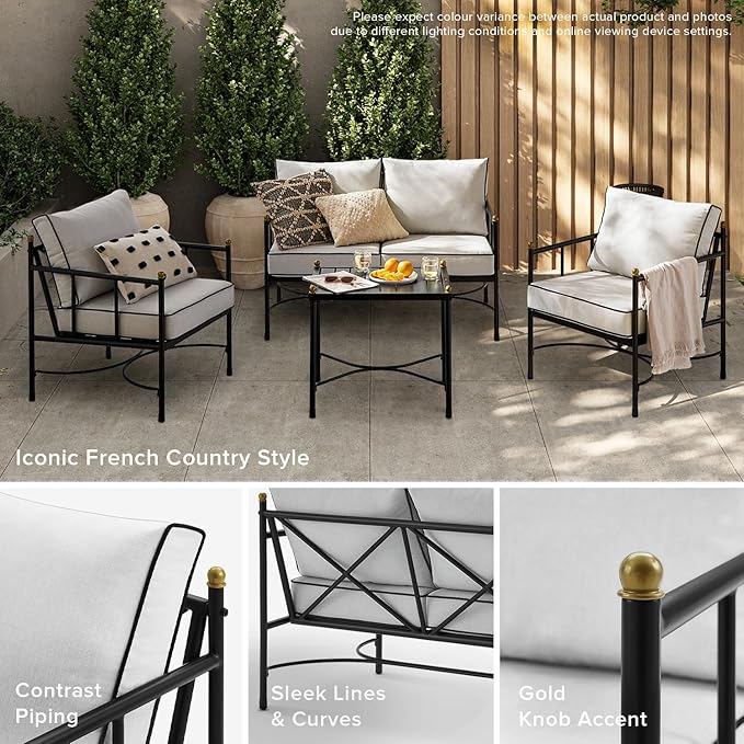 mopio Odelia Patio Loveseat, Small Outdoor Couch, Sofa, Conversation Piece, for Outside Lounging at Lawn, Front Porch, Balcony, Apartments, Yard, Bistro