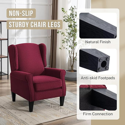 Accent Chair Set of 4, Modern Living Room Chairs with Wingback, Comfy Upholstered High Back Single Sofa for Bedroom, Mid-Century Reading Armchair Sillas para Sala