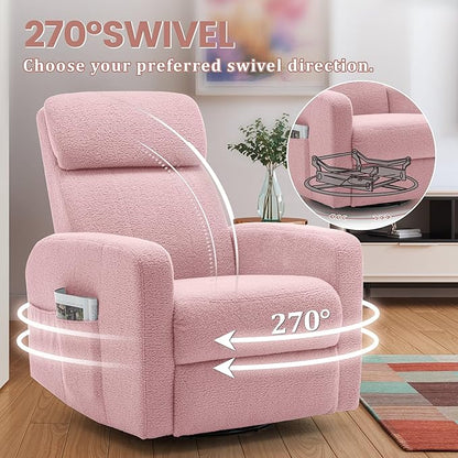 Power Swivel Recliner Chairs for Adults, Electric Glider Rocking Chair Nursery, Glider Recliner Nursery Chair with Classified Side Pocket, Nursery Rocking Chairs with USB and Type-C Ports