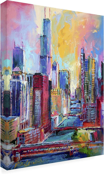 Canvas Wall Art - Richard Wallich 'Chicago 3' Wall Art for Living Room, Bedroom, or Office Décor by Trademark Fine Art