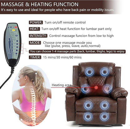 Big Man Power Lay Flat Lift Chair Oversized Recliner Dual Motor Heat Vibration for Elderly, Overstuffed Electric 28" Extra Wide Recliners with Flip Arm Storage Cup Holders,USB Type C Charging