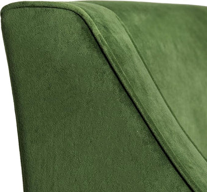 Mid Century Modern Accent Chair Wingback Living Room Chair Comfy Upholstered Scooped Armchair Fabric Side Chair with Wood Legs for Small Space, Bedroom, Apartment, Office, Waiting Room (Green)