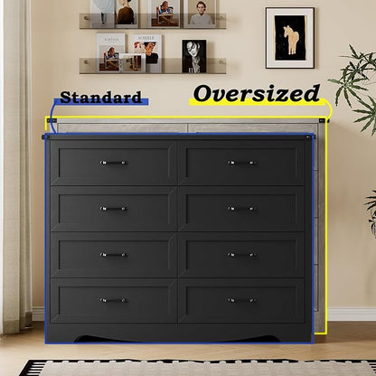 8-Drawer Dresser for Bedroom, Modern Wooden Chest of Drawers with Metal Handles, Anti-Tipping Design, Sturdy and Stable Storage Organizer for Living Room, Entryway, Home Office