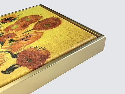 Wieco Art Framed Canvas Wall Art Vase with Fifteen Sunflowers by Van Gogh Classic Oil Paintings Abstract Flowers Canvas Prints for Home Decor Modern Framed Floral Picture Artwork