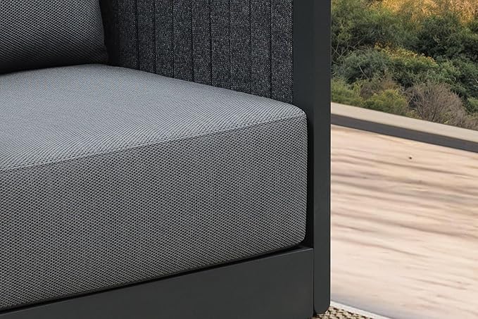 PURPLE LEAF 4 Pieces Patio Conversation Sets All Weather Outdoor Couch Sectional Set with Cushion Small Conversation Set for Garden Poolside Backyard Gray