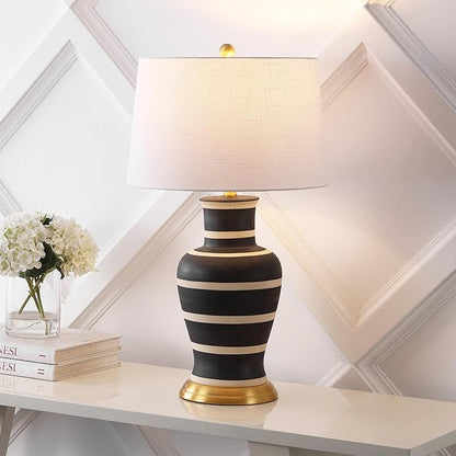 JONATHAN Y JYL4026J Julian 29" Traditional Classic Ceramic Urn LED Table Lamp, Black/Beige for Bedroom, Living Room, Kitchen, Home Office