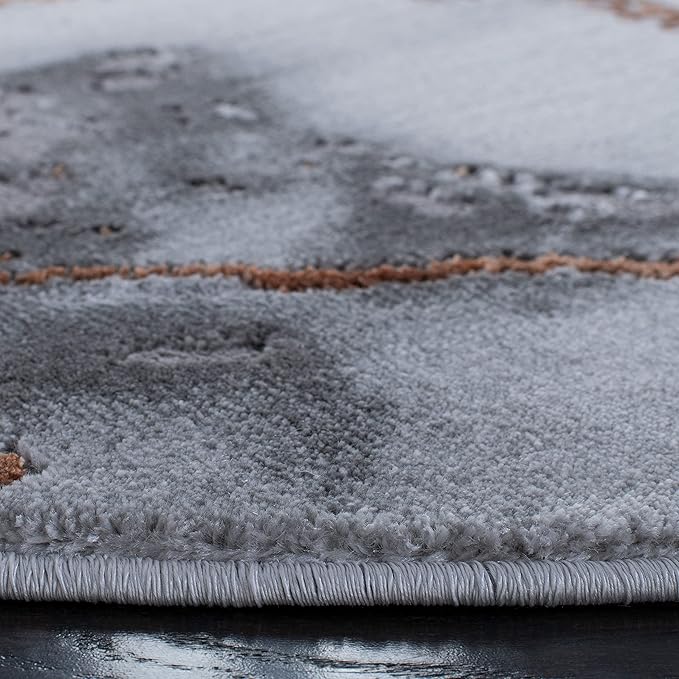 SAFAVIEH Craft Collection 10' Round Grey/Orange CFT877P Modern Abstract Non-Shedding Entryway Foyer Living Room Bedroom Kitchen Area Rug