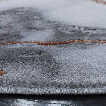 SAFAVIEH Craft Collection 5'3" Round Grey/Orange CFT877P Modern Abstract Non-Shedding Entryway Foyer Living Room Bedroom Kitchen Area Rug