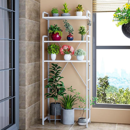 Over The Toilet Storage Rack with 3-Tier Bathroom Shelves, Space Saver Toilet Shelf, Bathroom Storage Organizer with Hooks for Over Toilet Storage and Shelf (White)