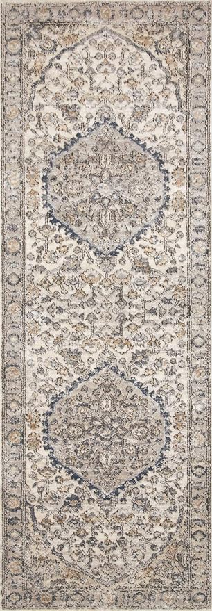 Loloi Teagan Collection TEA-01 Natural/Lt. Grey 2'-8" x 7'-6" Runner Rug, Large, Soft Neutral Rug, High-Traffic for Living Room, Bedroom, Home Office, Dining Area