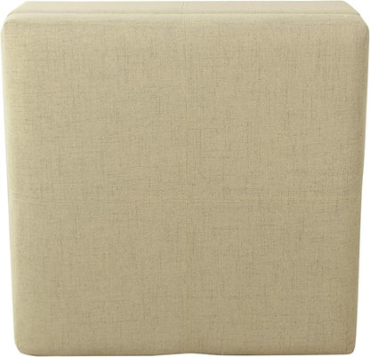 HomePop Woven Square Storage Ottoman with Wood Legs, Linen Tan