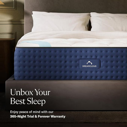 DreamCloud Premier 13" Queen Mattress - Luxury Hybrid Memory Foam - 365 Night Trial - Premium Pressure-Relieving Layers - Forever Warranty - Mattress in a Box - CertiPUR-US Certified