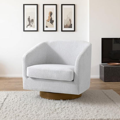 Lumibee Swivel Accent Chair, Chenille Fabric Swivel Barrel Chair for Living Room, Modern Comfy Upholstered Round Armchair Single Sofa Chair for Bedroom, Club-Bright Gray