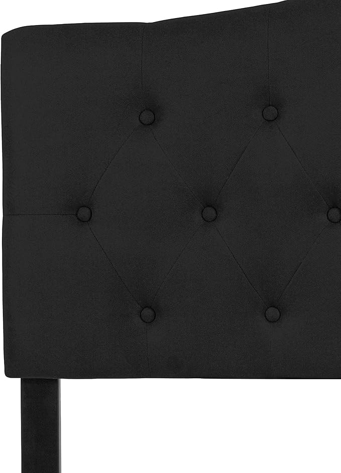 EMMA + OLIVER Tufted Upholstered Full Size Headboard in Black Fabric