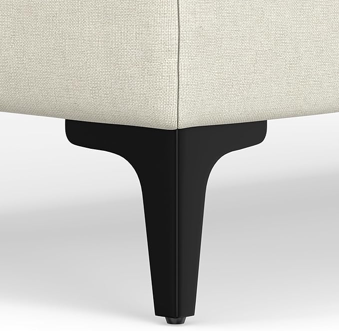 SIMPLIHOME Ava Large Rectangular Ottoman in 100% Recycled Polyester Tightly Woven Performance Fabric, Cream, 48-inches Wide, Multipurpose Table or Footrest Ottoman, Assembled, For Living Room