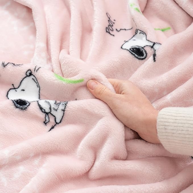 Berkshire Blanket Peanuts VelvetLoft Cute Character Snoopy Plush Throw Blanket,Peanuts Snoopy Make A Wish Spring Pink,Throw 55 in x 70 in (Official Peanuts Product)