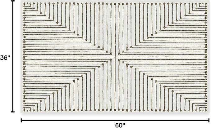 RUGGABLE x Jonathan Adler Machine Washable Modern Area Rug – Inkdrop Camel & Ivory 3x5, Stain-Resistant, Non-Slip – Small Rugs for Living Room, Bedroom, Hallway, Entryway & Office–with Cushioned Pad