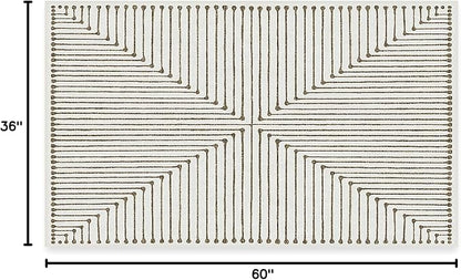 RUGGABLE x Jonathan Adler Machine Washable Modern Area Rug – Inkdrop Camel & Ivory 3x5, Stain-Resistant, Non-Slip – Small Rugs for Living Room, Bedroom, Hallway, Entryway & Office–with Cushioned Pad