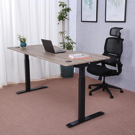 ApexDesk Elite Pro Series 71" x 33" Electric Height Adjustable Stand up Desk, Sit Stand Home Office Desk, Computer Desk - Curved Teakwood