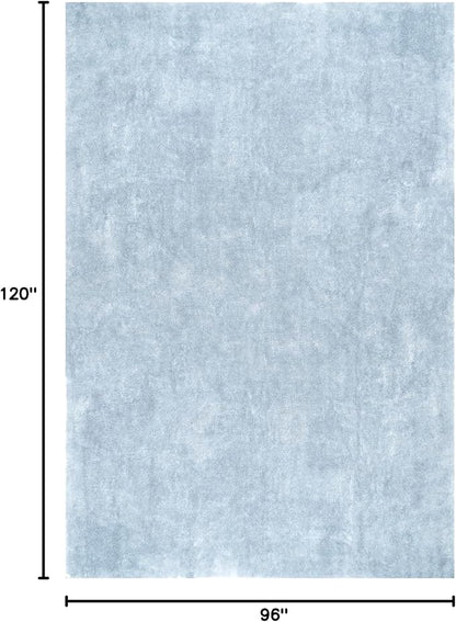nuLOOM 8' x 10' Cozy Plush SuperiorWash Area Rug, Machine Washable, Non-Slip, Soft Fluffy Shag Carpet for Living Room Bedroom Kids Room Nursery Home Decor, Loni Light Blue