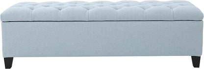 Christopher Knight Home Ottilie Fabric Storage Ottoman, Light Sky, Dimensions: 17.50 inches deep x 51.00 inches wide x 17.00 inches high.