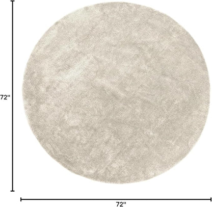 nuLOOM 6' Round Cozy Plush SuperiorWash Area Rug, Machine Washable, Non-Slip, Soft Fluffy Shag Carpet for Living Room Bedroom Kids Room Nursery Home Decor, Loni Cream