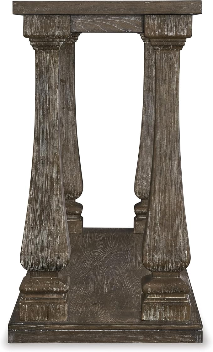 Signature Design by Ashley Johnelle Casual Sofa Table, Plank-look Framed Tabletop, Weathered Finish, Elm Veneers and Wood, 60" W x 18" D x 31.88" H, Gray