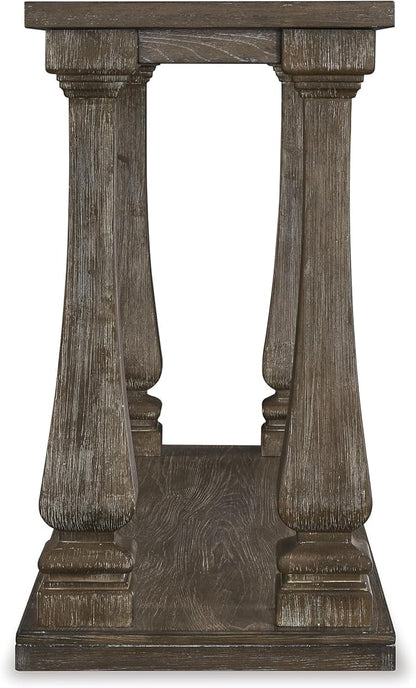 Signature Design by Ashley Johnelle Casual Sofa Table, Plank-look Framed Tabletop, Weathered Finish, Elm Veneers and Wood, 60" W x 18" D x 31.88" H, Gray