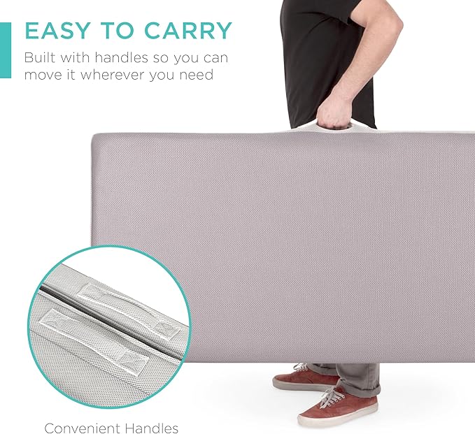 Best Choice Products 4in Portable Twin XL-Size Mattress, Tri-Fold Mattress for Camping, Guest, Toddler, Foam Plush w/Carry Case - Grey