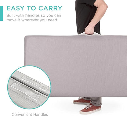 Best Choice Products 4in Portable Queen-Size Mattress, Tri-Fold Mattress for Camping, Guest, Toddler, Foam Plush w/Carry Case - Grey