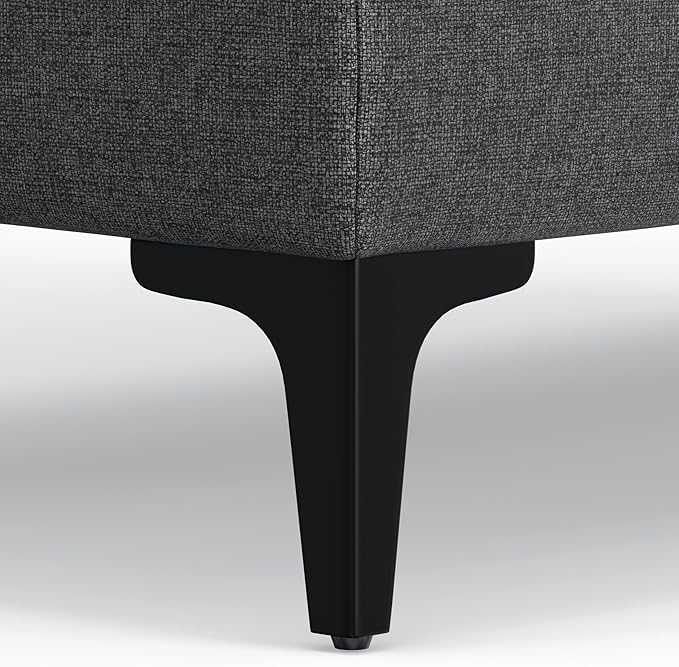 SIMPLIHOME Ava Large Rectangular Ottoman in 100% Recycled Polyester Tightly Woven Performance Fabric, Pebble Grey, 48-inches Wide, Multipurpose Table or Footrest Ottoman, Assembled, for Living Room