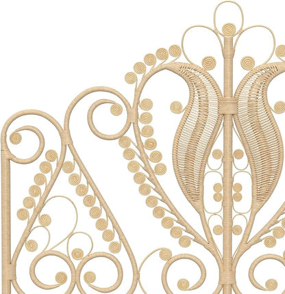KOUBOO Peacock Rattan Headboard, California King, Natural Color