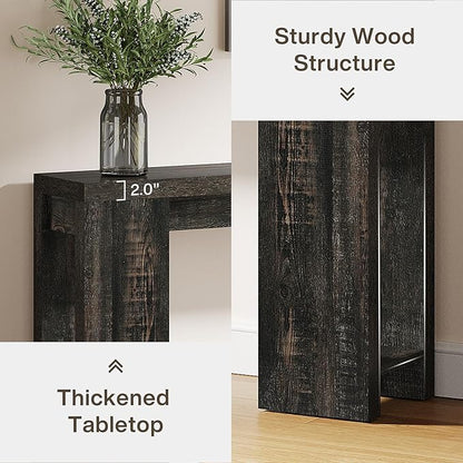 Tribesigns 70.9-Inch Long Console Table, Farmhouse Wooden Entryway Sofa Table Behind Couch, Narrow Entry Console for Living Room, Hallway, Entrance, Foyer, Black