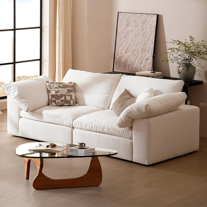 Modular Sectional Sofa, 78.7" L Shaped Modern Sofa Modular Sectional Cloud Couch with Ottoman, Modern Cloud Sectional Couches for Living Room, Deep Seat Sofa with Washable Cover
