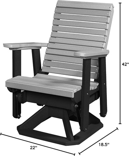 DutchCrafters Modern Horizontal Slat High Back Poly Glider Chair Outdoor Patio Furniture (Black & Light Gray)