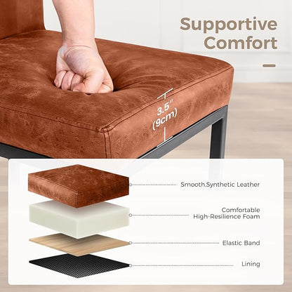 MAISON ARTS Counter Height Bar Stools with Back for Kitchen Counter, 24 Inch Modern Upholstered Faux Leather Barstools Farmhouse Bar Chairs Luxury Island Stools Support 330LBS, Brown